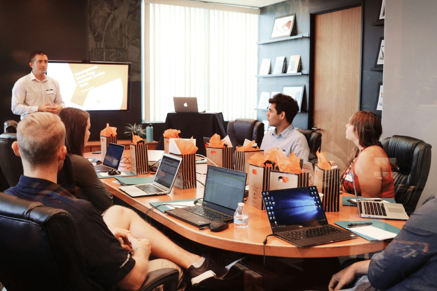 business executives gathering for a meeting