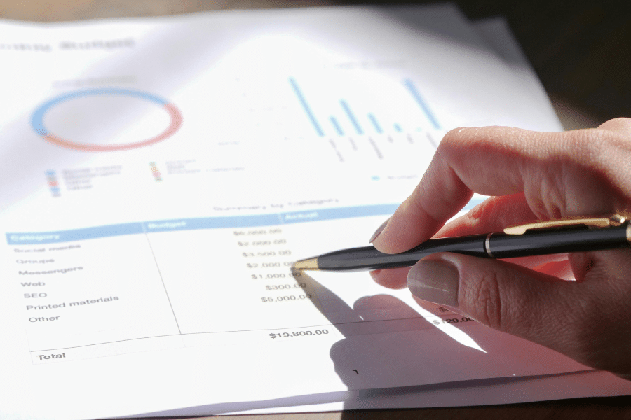 A document displaying financial data, indicating auditing and assessment.
